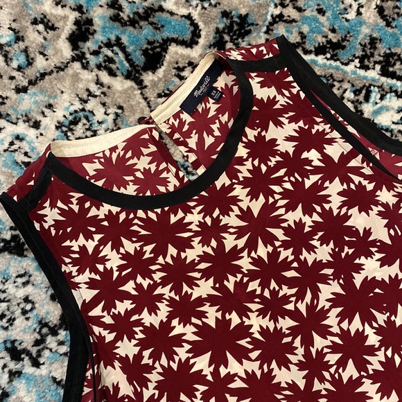 Madewell Silk Burgundy and White Canal Tank Top in Pressed Flower - Picture 2 of 6